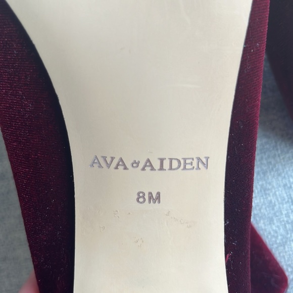 Burgundy Velvet Ava & Aiden Heeled Boots - Picture 8 of 9